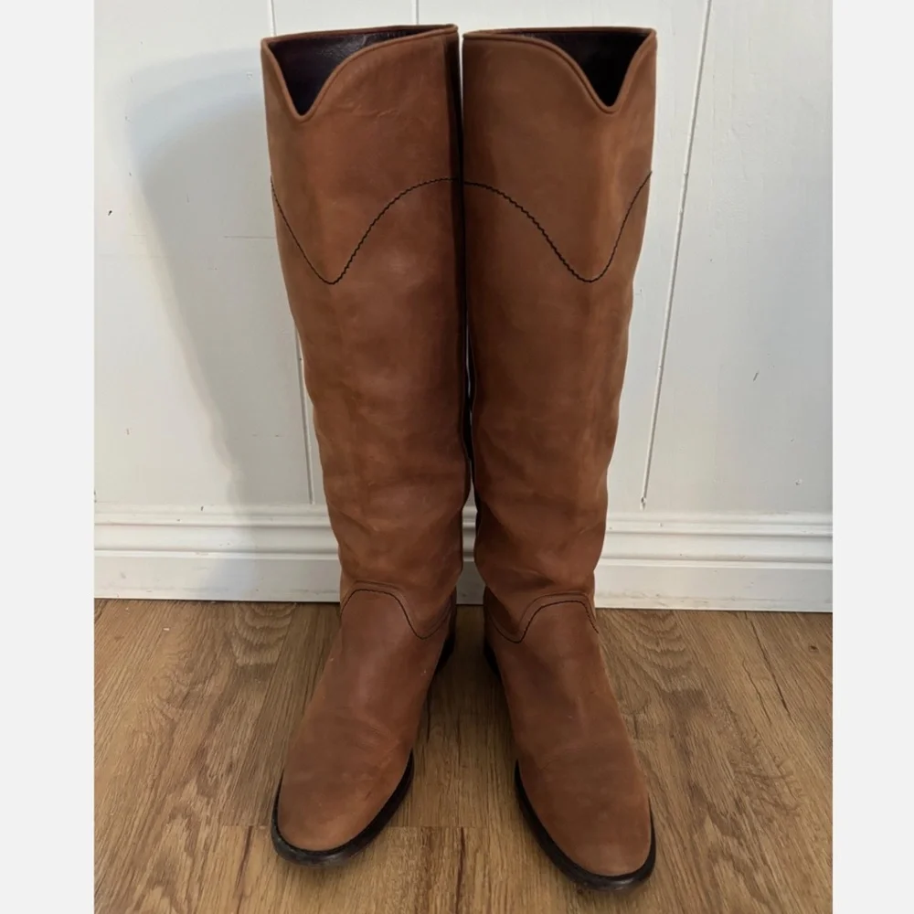 ★Chanel Interlocking CC Logo Riding Boots Brown IT39.5★ - Picture 2 of 7